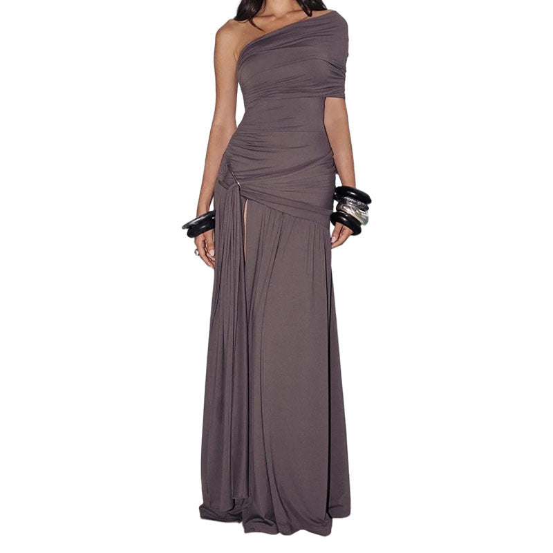 Damen Elegantes Wickelkleid mit asymmetrischem Schnitt und Rüschendetails Drune