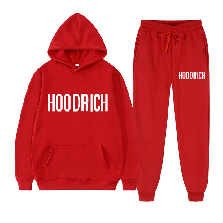 Damen Sportliches Hoodie- und Jogginghose-Set mit kontrastierendem Logo Drune
