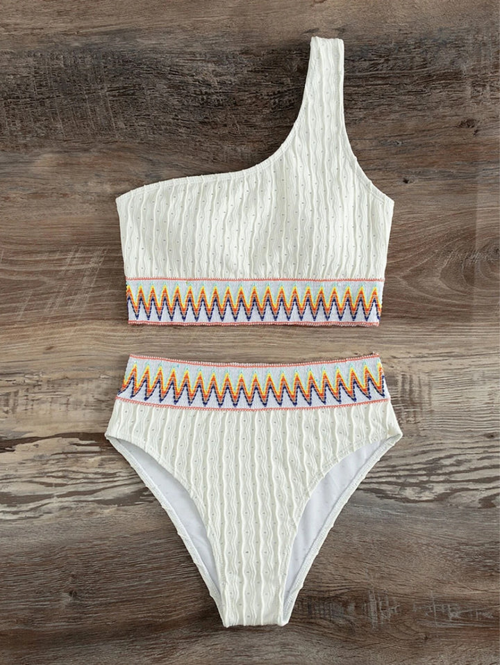 Damen Hochgeschnittenes One-Shoulder Bikini-Set Drune