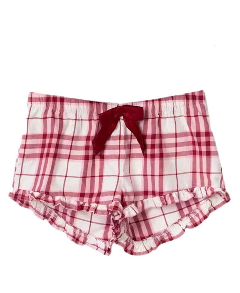 Damen nan lässiges Schlafanzug-Set mit gerafftem Camisole-Oberteil, Rüschenunterbrust und Hose mit Gummibund Drune