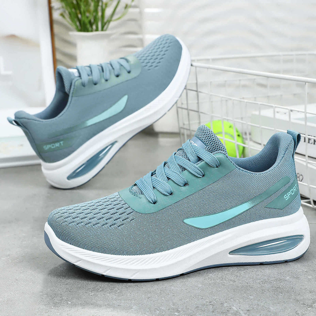 Damen nan atmungsaktive Strick-Komfort-Sneaker mit sichtbarer Luftkammer und stoßdämpfender Plateausohle Drune