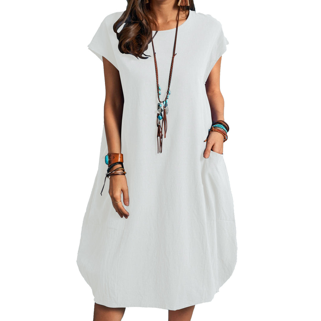 Damen Sommerliches Leinenkleid mit praktischen Taschen Drune