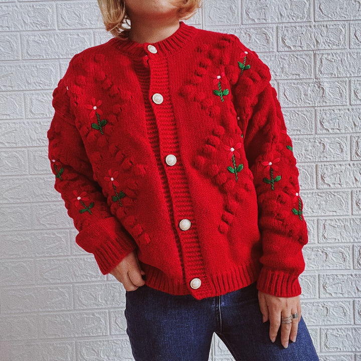 Damen Strickjacke mit floralem Muster Drune