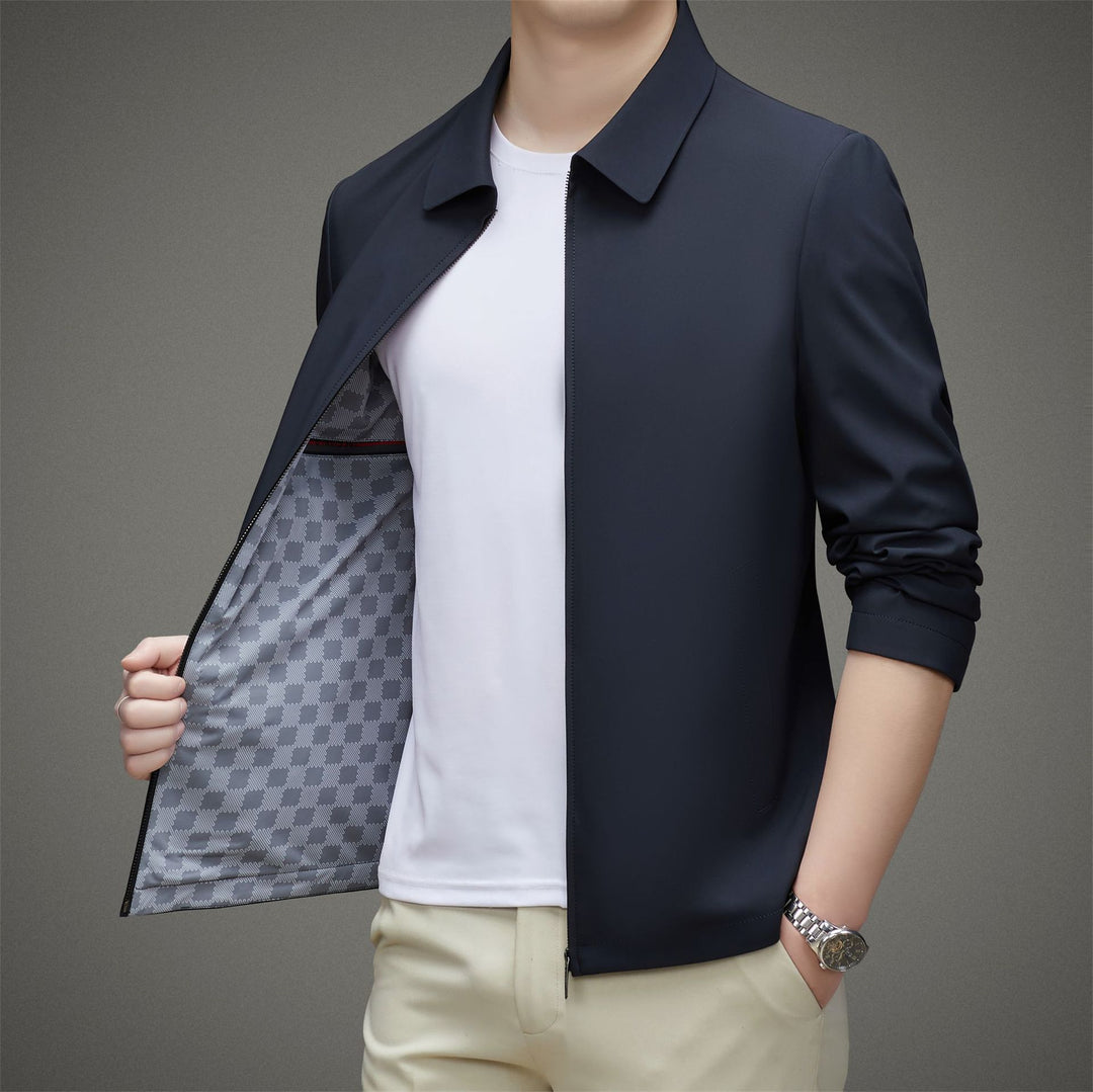 Herren leichte Sportjacke mit elegantem Stehkragen und praktischen Taschen Drune