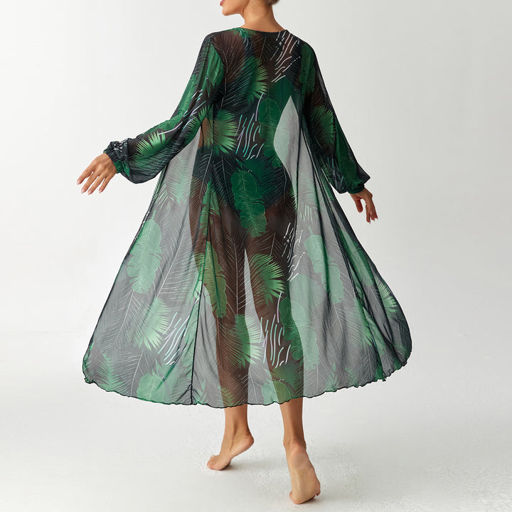 Damen Transparentes Strandkleid mit floralem Muster Drune