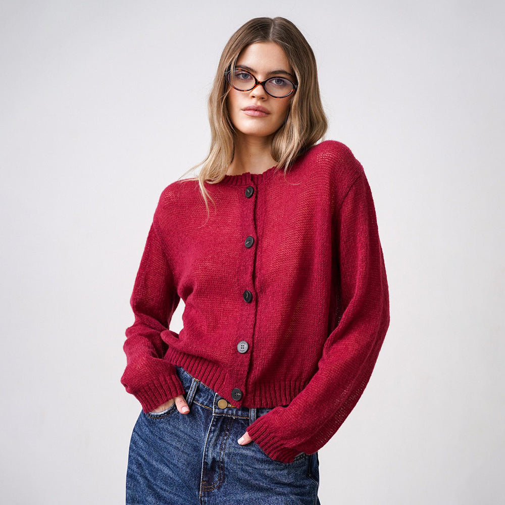 Damen floraler Strickcardigan mit Knopfverschluss und bequemer Passform Drune