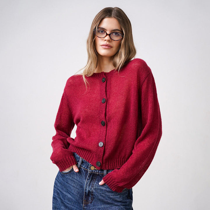Damen floraler Strickcardigan mit Knopfverschluss und bequemer Passform Drune
