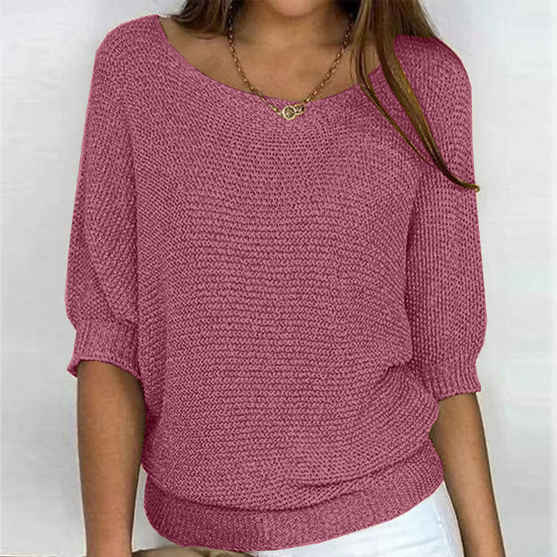 Drune | Lässiger Strickpullover mit Weitem Ausschnitt Weich und Bequem Perfekt Für Den Alltag