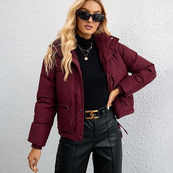 Damen gesteppte Übergangsjacke mit hohem Kragen und praktischen Taschen Drune