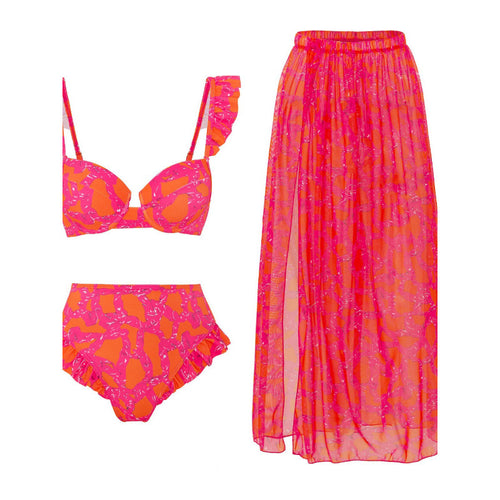 Damen Bikini-Set mit eleganter Rüschendetailierung und stylischem Überrock Drune