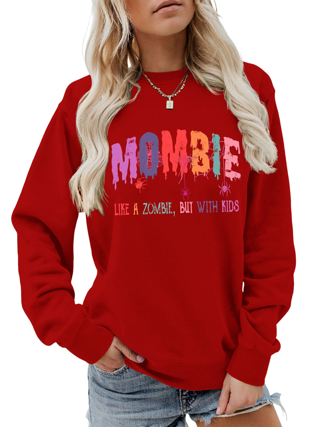 Damen Sweatshirt mit kreativem Zombie-Motiv Drune