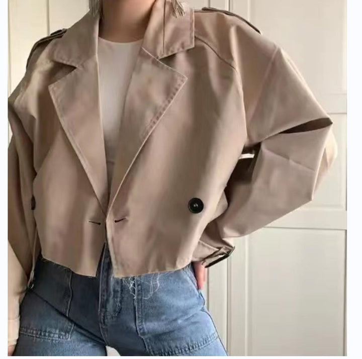 Damen modische kurze Trenchjacke Drune