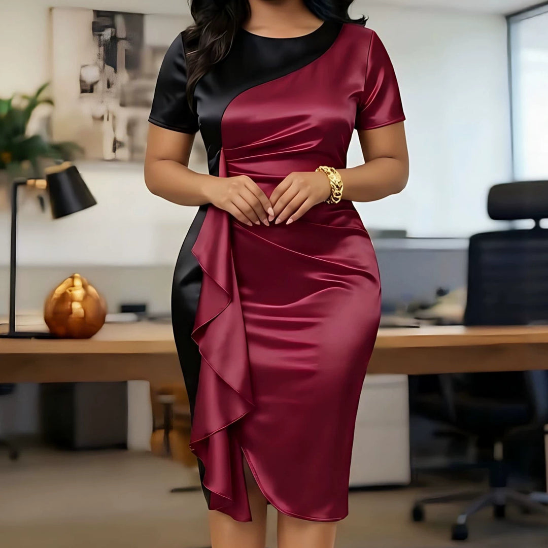 Damen Glamouröses Wickelkleid mit asymmetrischer Drapierung Drune