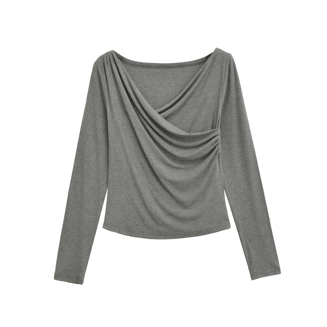 Damen Langarmshirt mit elegantem Drapierungsdesign Drune