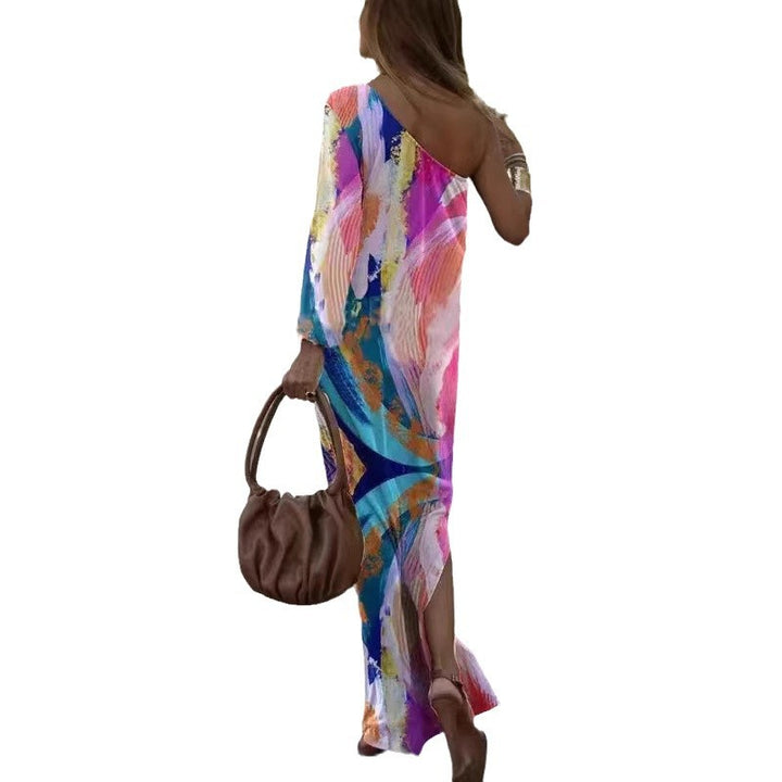 Damen Maxikleid mit asymmetrischem Schnitt und lebhaftem Farbdesign Drune