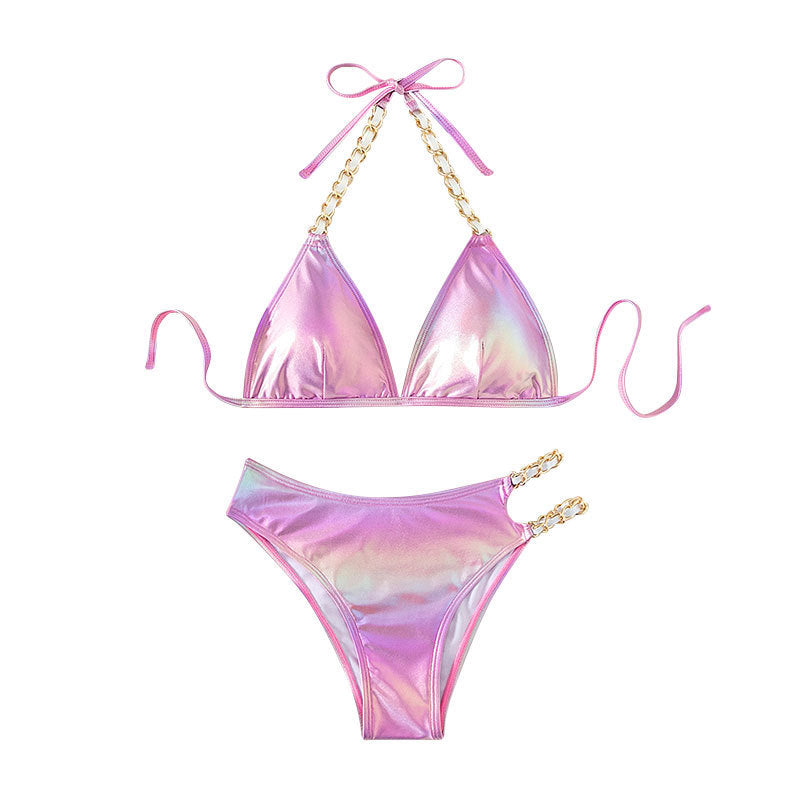 Damen Triangel-Bikini mit goldenen Kettendetails Drune