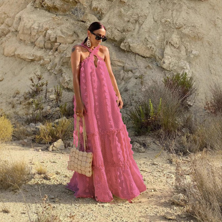 Damen luftiges Sommerkleid mit voluminösem Rock Drune