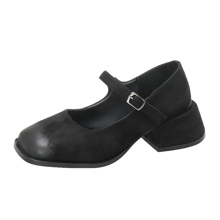 Damen klassische Mary Jane Schuhe mit verstellbarem Riemen und blockiertem Absatz Drune