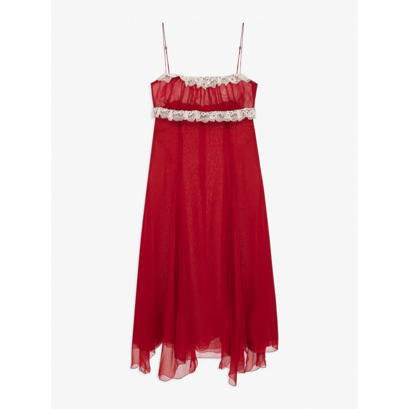 Damen Fließendes Midi-Kleid mit raffinierten Rüschendetails Drune
