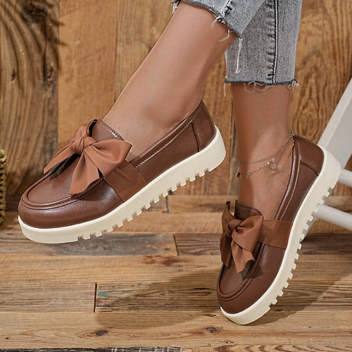 Damen Loafers mit dekorativem Schleifen-Design und rutschfester Sohle Drune