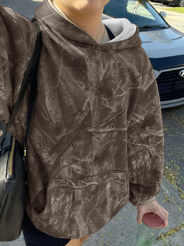 Damen lässiger Kapuzenpullover mit Camouflage-Muster Drune