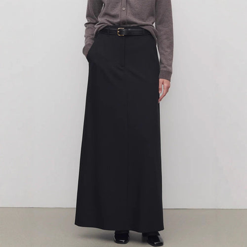 Damen Eleganter Maxirock mit hohem Bund und seitlichen Taschen Drune