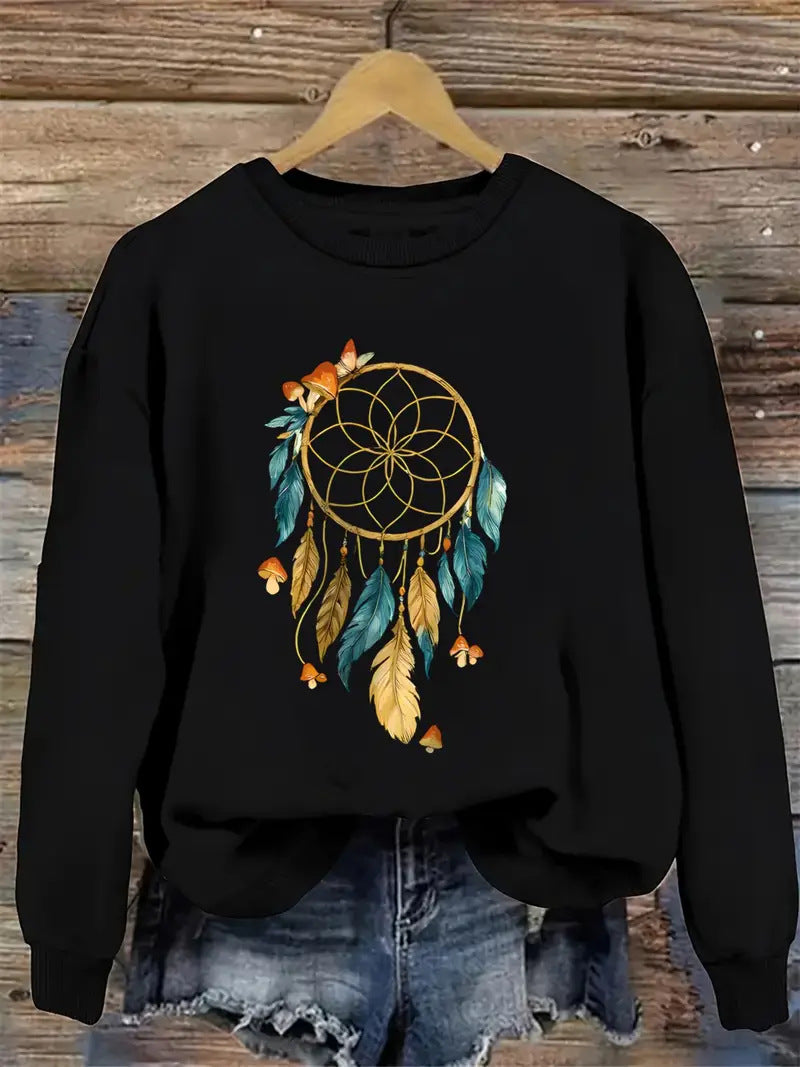 Damen Sweatshirt mit kunstvollem Traumfänger-Design Drune