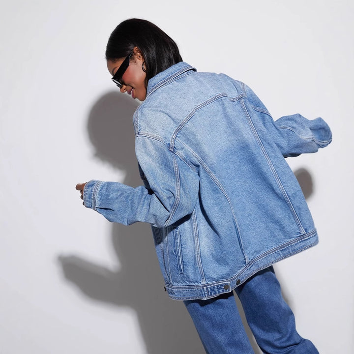 Damen lässige Denimjacke im Oversized-Schnitt Drune