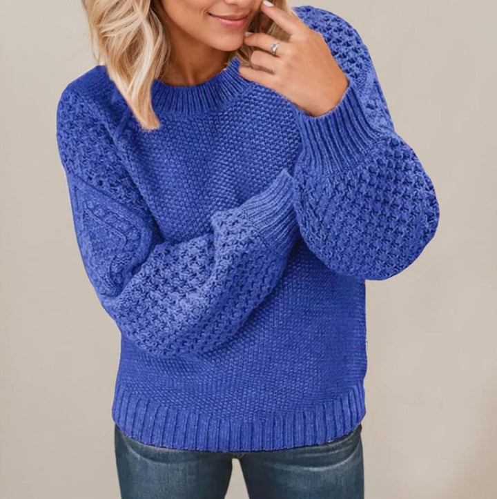 Damen Grober Strickpullover mit voluminösen Ärmeln und strukturierter Oberfläche Drune