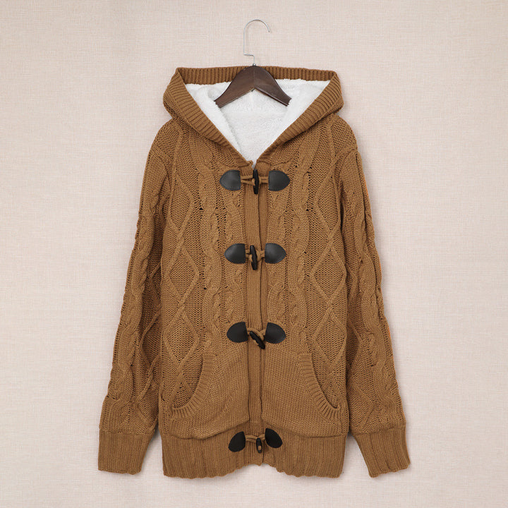 Damen Strickjacke mit hohem Kragen und bequemen Knopfdetails Drune