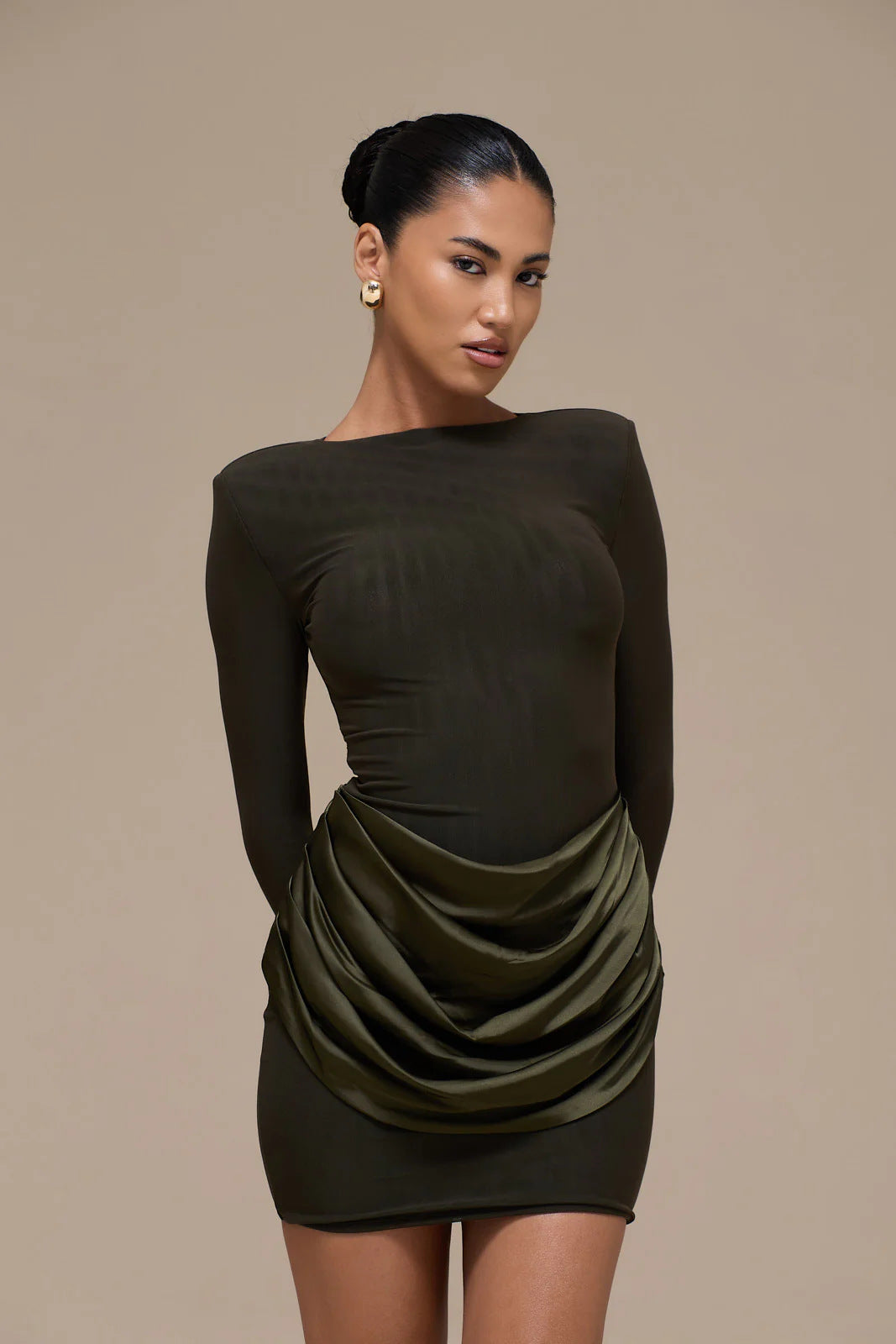 Damen Elegantes Minikleid mit Wickeldetails Drune