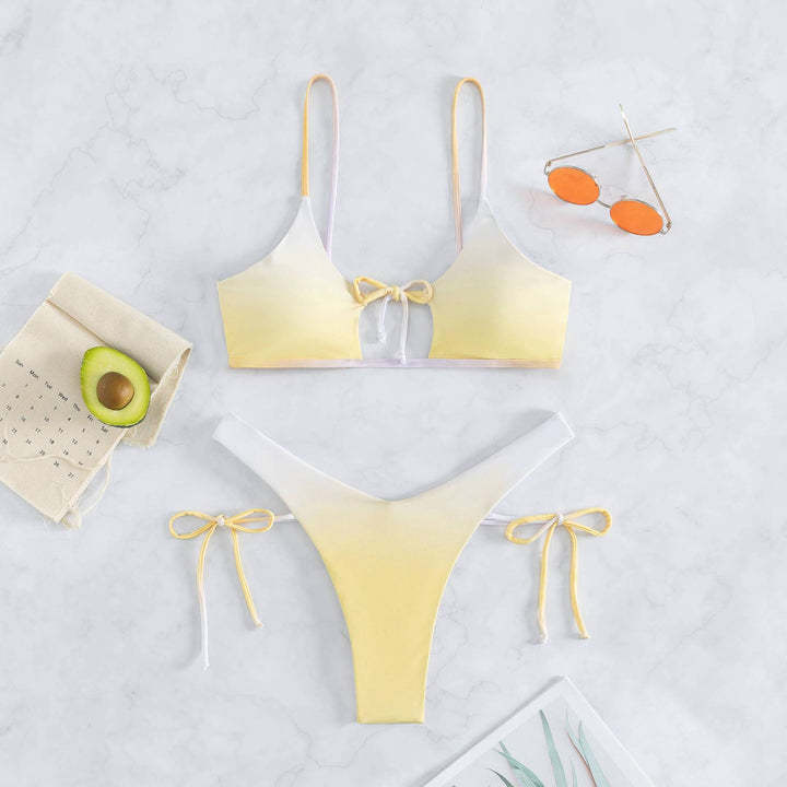 Damen Triangel-Bikini mit anpassbarem Knoten-Design und elegantem Farbverlauf Drune