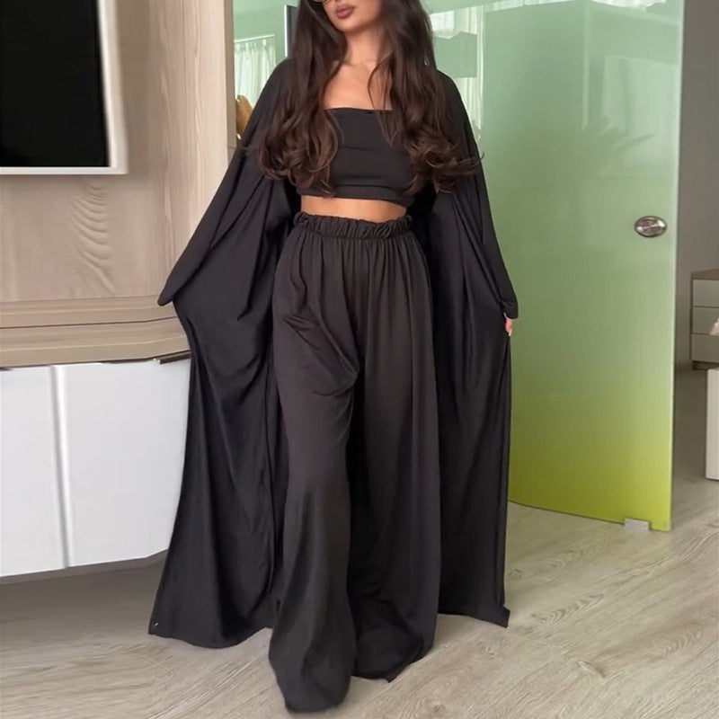 Damen eleganter Lounge-Anzug mit weit geschnittenem Cardigan Drune