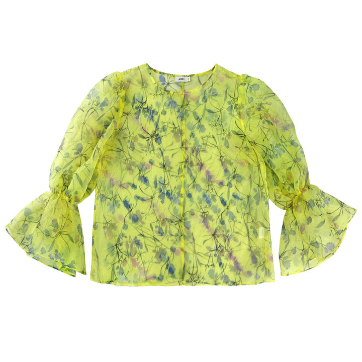 Damen blumige Chiffonbluse mit voluminösen Ärmeln Drune