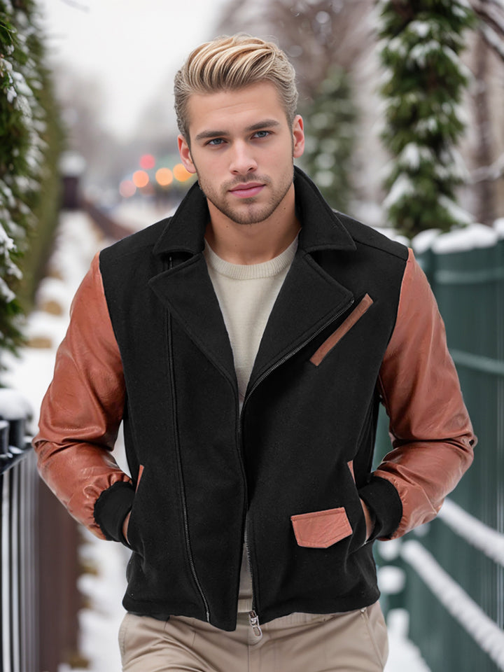 Herren sportlich-elegante Jacke mit Kunstleder-Ärmeln Drune