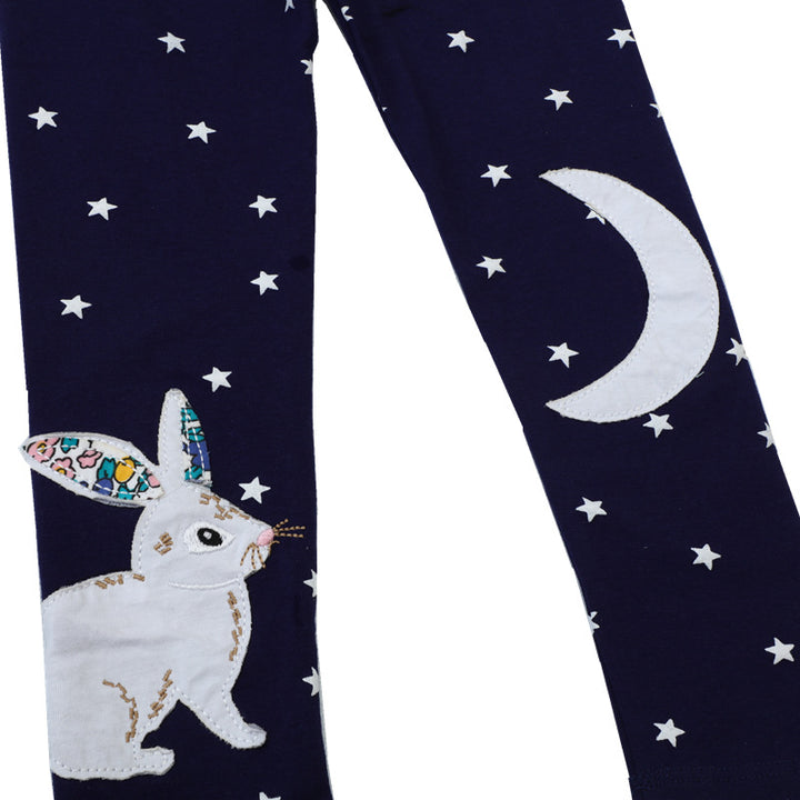 Mädchen Leggings mit verspieltem Hasen- und Sternenmotiv Drune