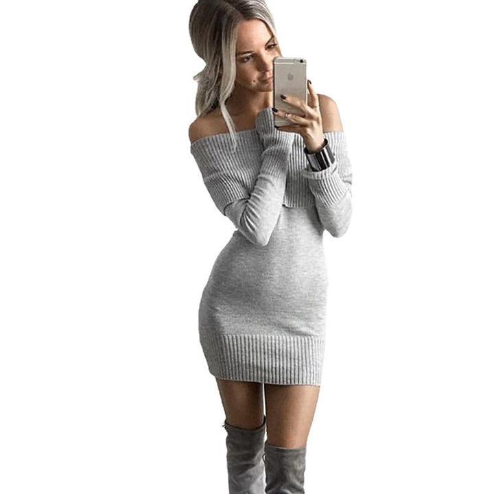 Damen Strickkleid mit off-shoulder Design und figurbetontem Schnitt Drune
