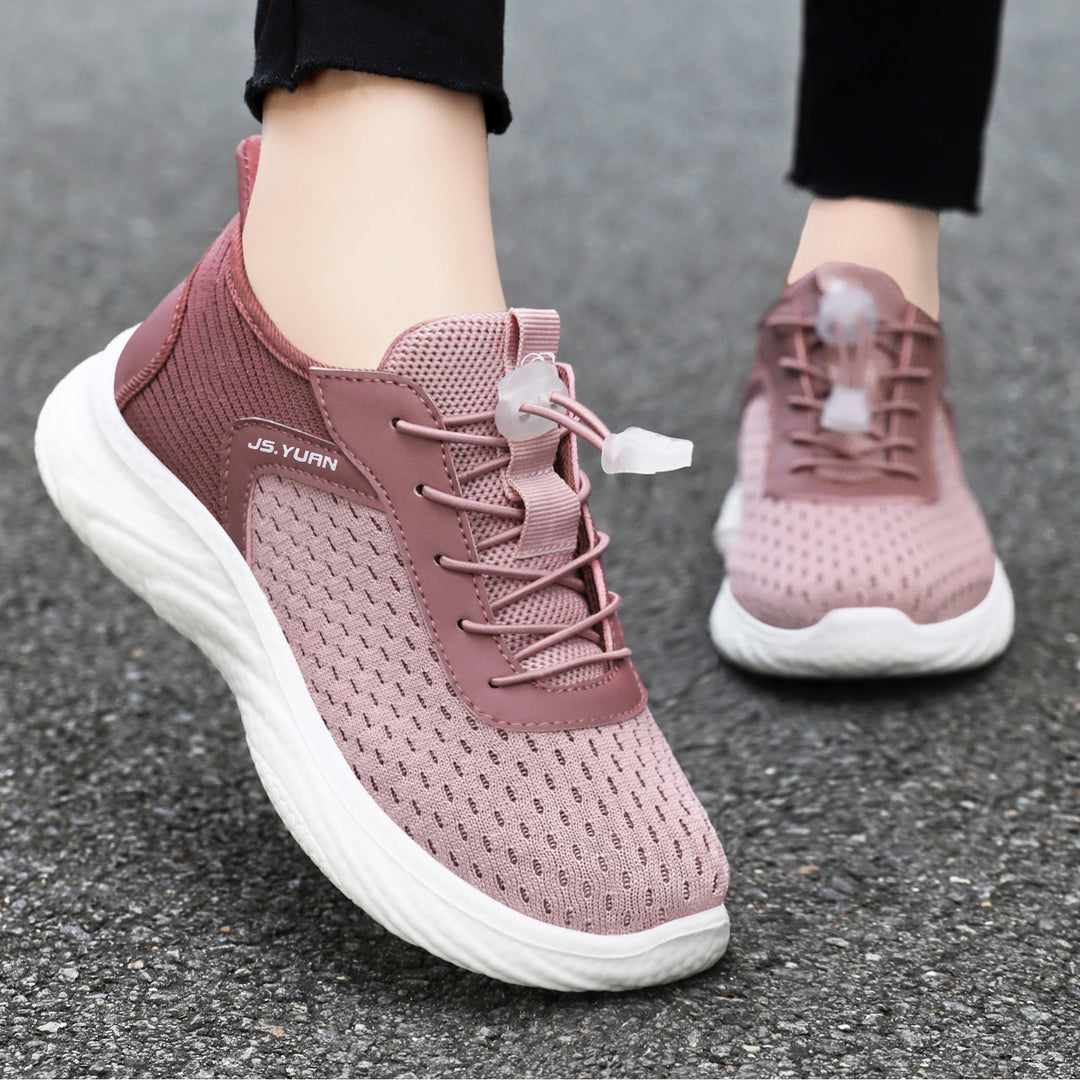 Damen nan leichter Strick-Sneaker mit elastischem Sockeneinstieg, Schnellzug-Schnürung und gedämpfter EVA-Zwischensohle Drune