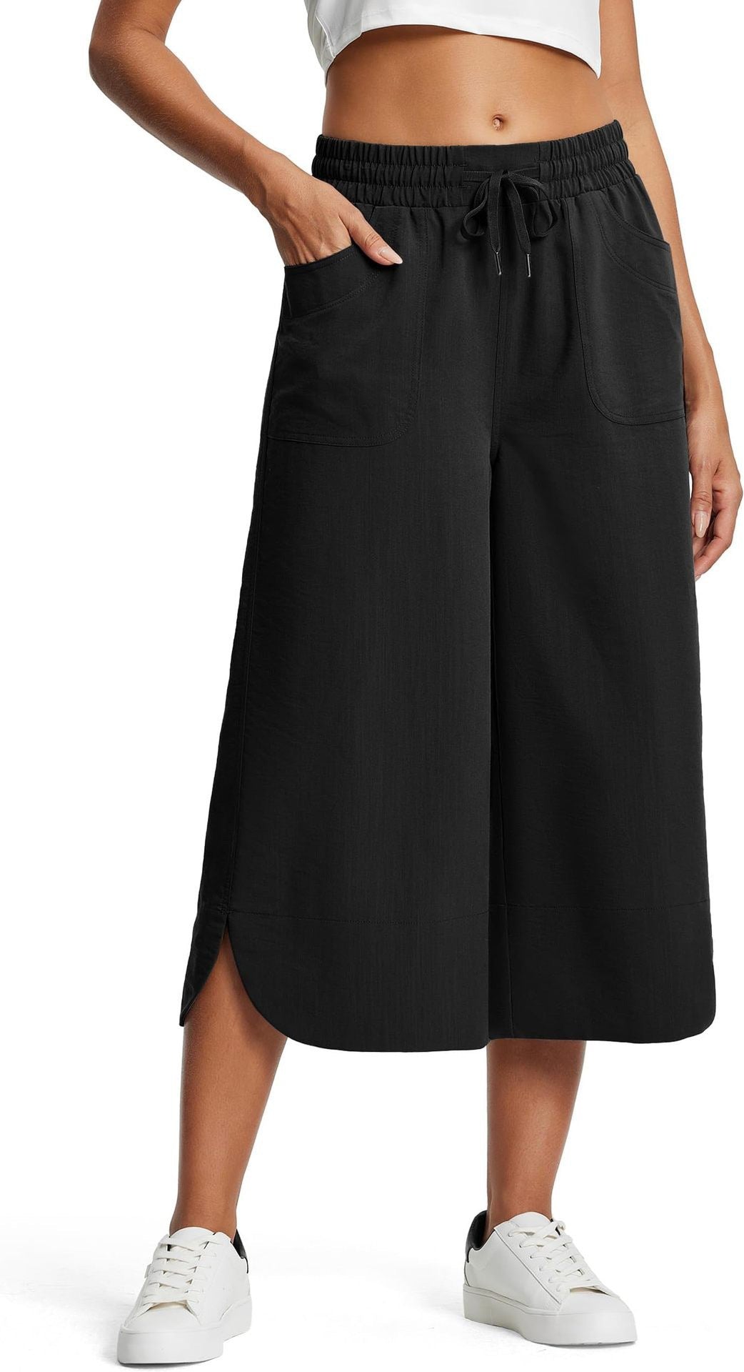 Damen lässige Culotte mit elastischem Bund und praktischen Seitentaschen Drune