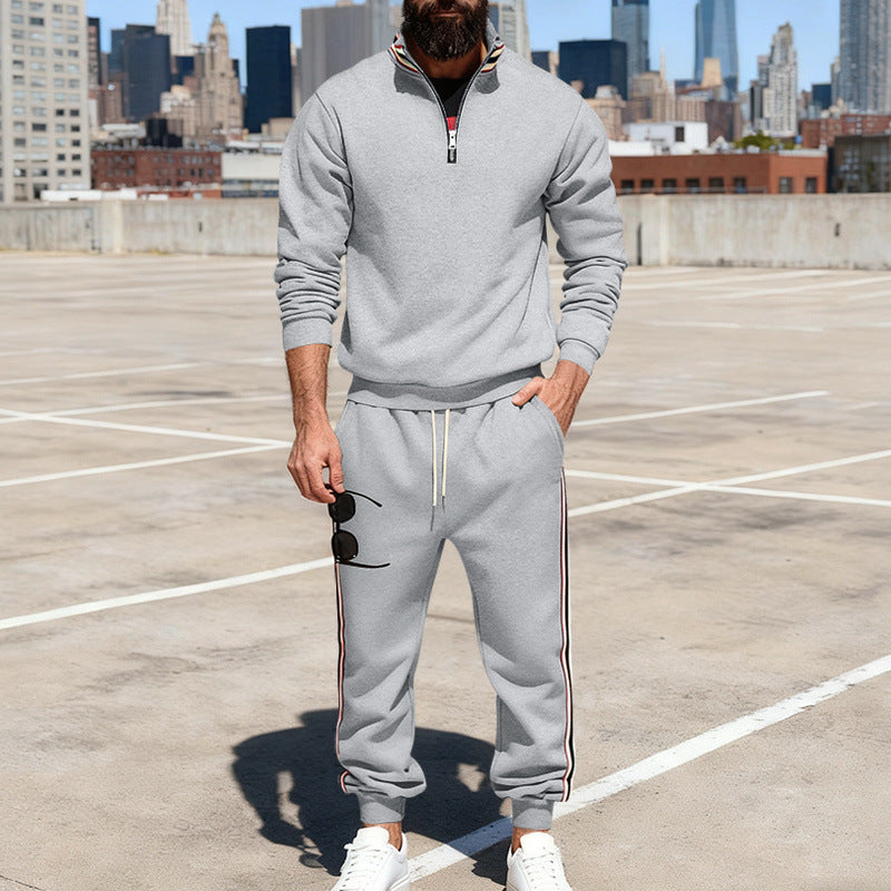 Herren nan stylisches Jogginganzug-Set mit Halbzip, gestreiften Seitenstreifen und konischer Joggerhose Drune