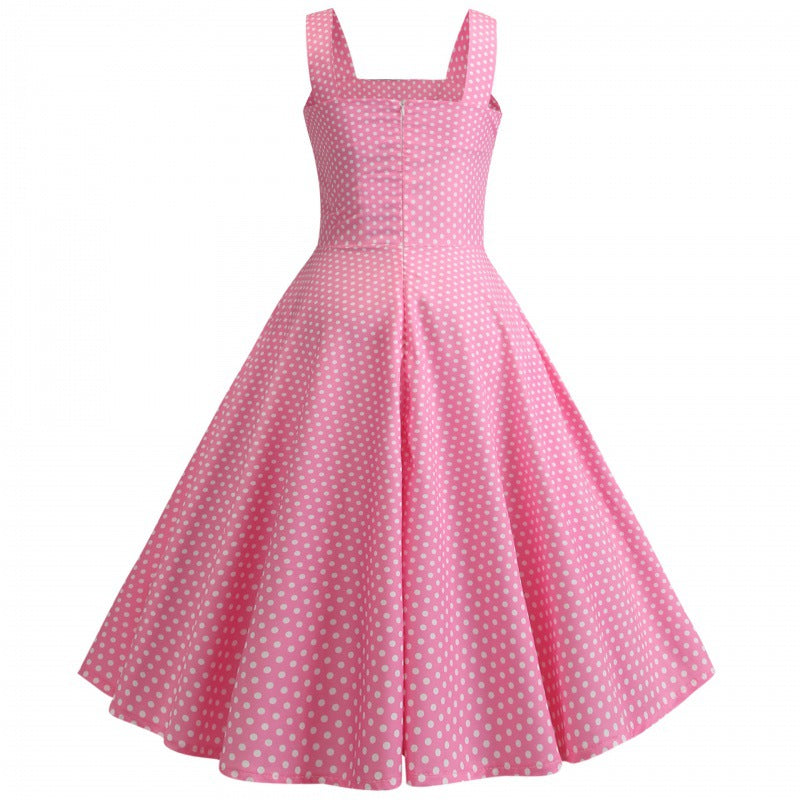 Damen Swingkleid mit Punkten und elegantem Taillengürtel Drune