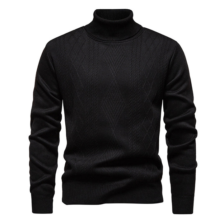 Herren nan Feinstrick-Rollkragenpullover mit strukturierter Zopfmuster-Struktur und körpernahem Schnitt Drune