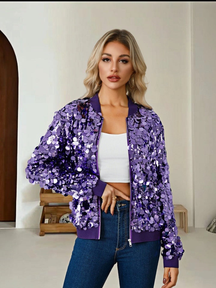 Damen Pailletten-Bomberjacke mit sportivem Schnitt Drune