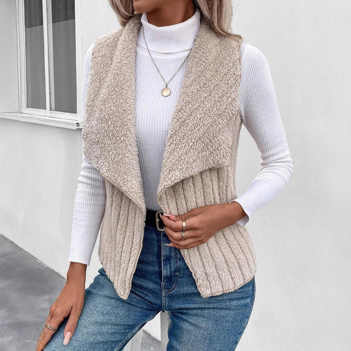 Damen Weste mit kuscheligem Fleece und offenem Kragen Drune