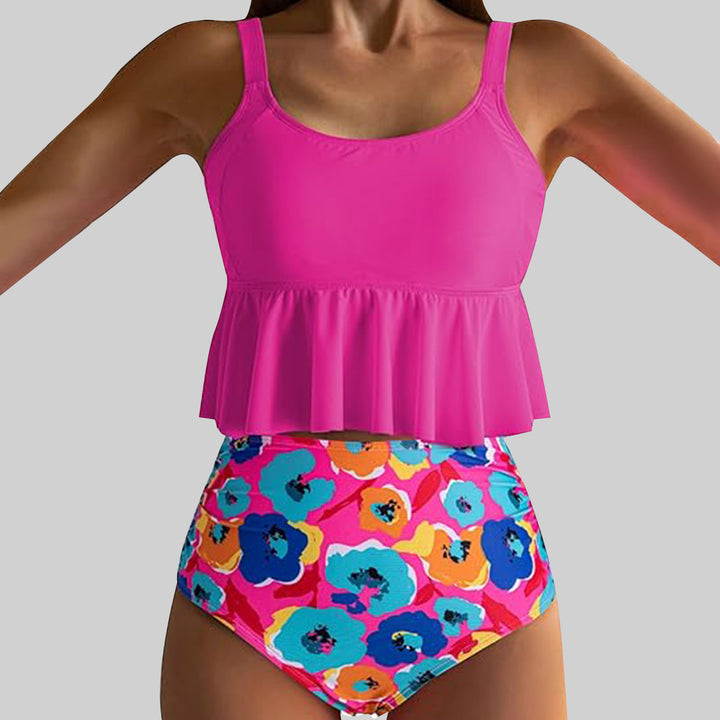 Damen Bade-Set mit verspieltem Rüschendesign und hohem Bund Drune