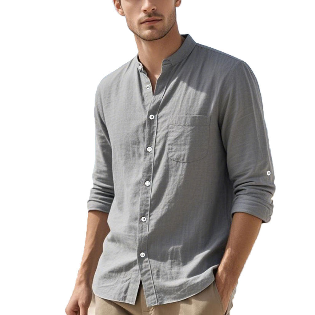 Herren Hemd im eleganten Henley-Stil mit strukturierter Baumwolle Drune