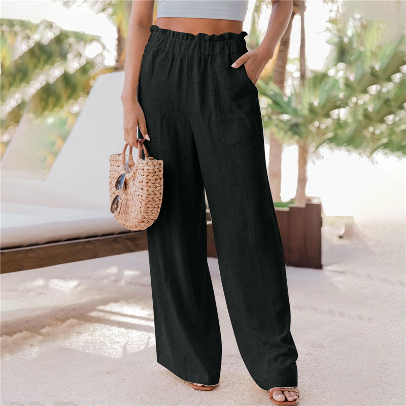 Damen Weite Palazzo-Hose mit elastischem Bund und praktischen Taschen Drune