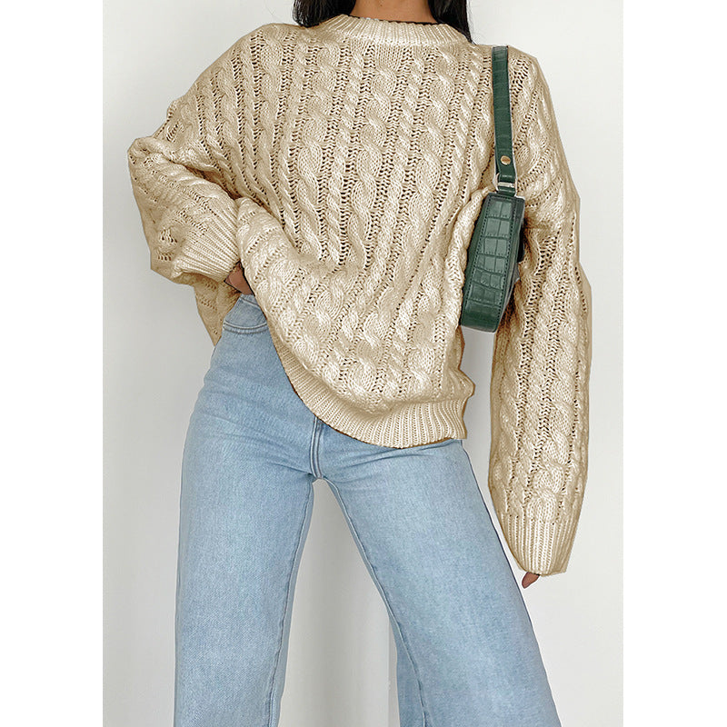 Damen Grobstrickpullover mit raffiniertem Zopfmuster aus weichem Material Drune