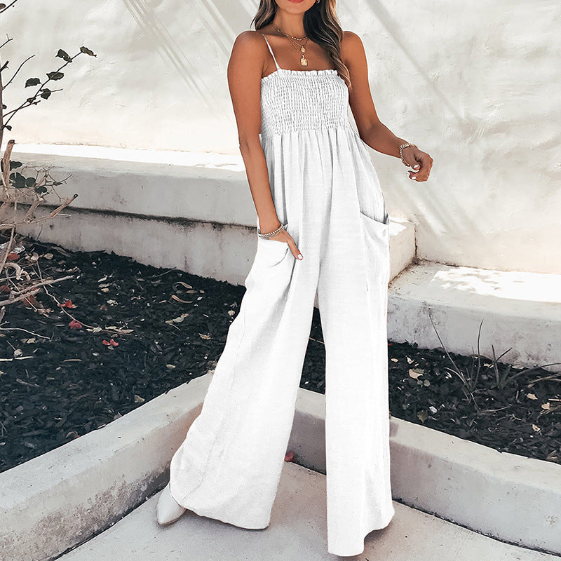 Damen Jumpsuit mit weitem Bein und elastischem Oberteil Drune