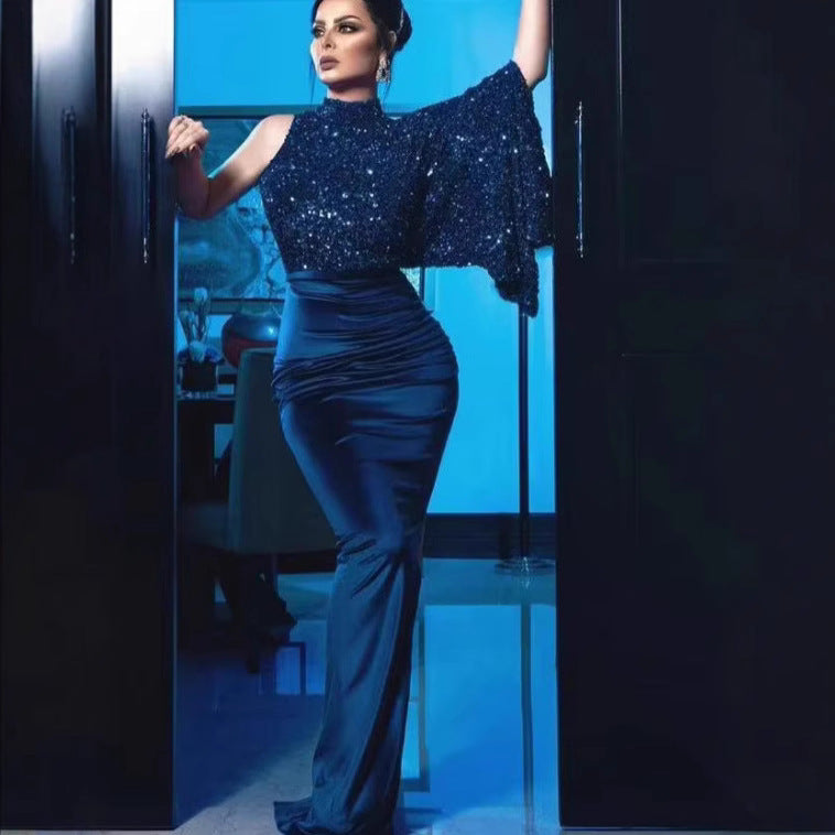 Damen Glitzerndes Abendkleid mit asymmetrischem Schnitt Drune